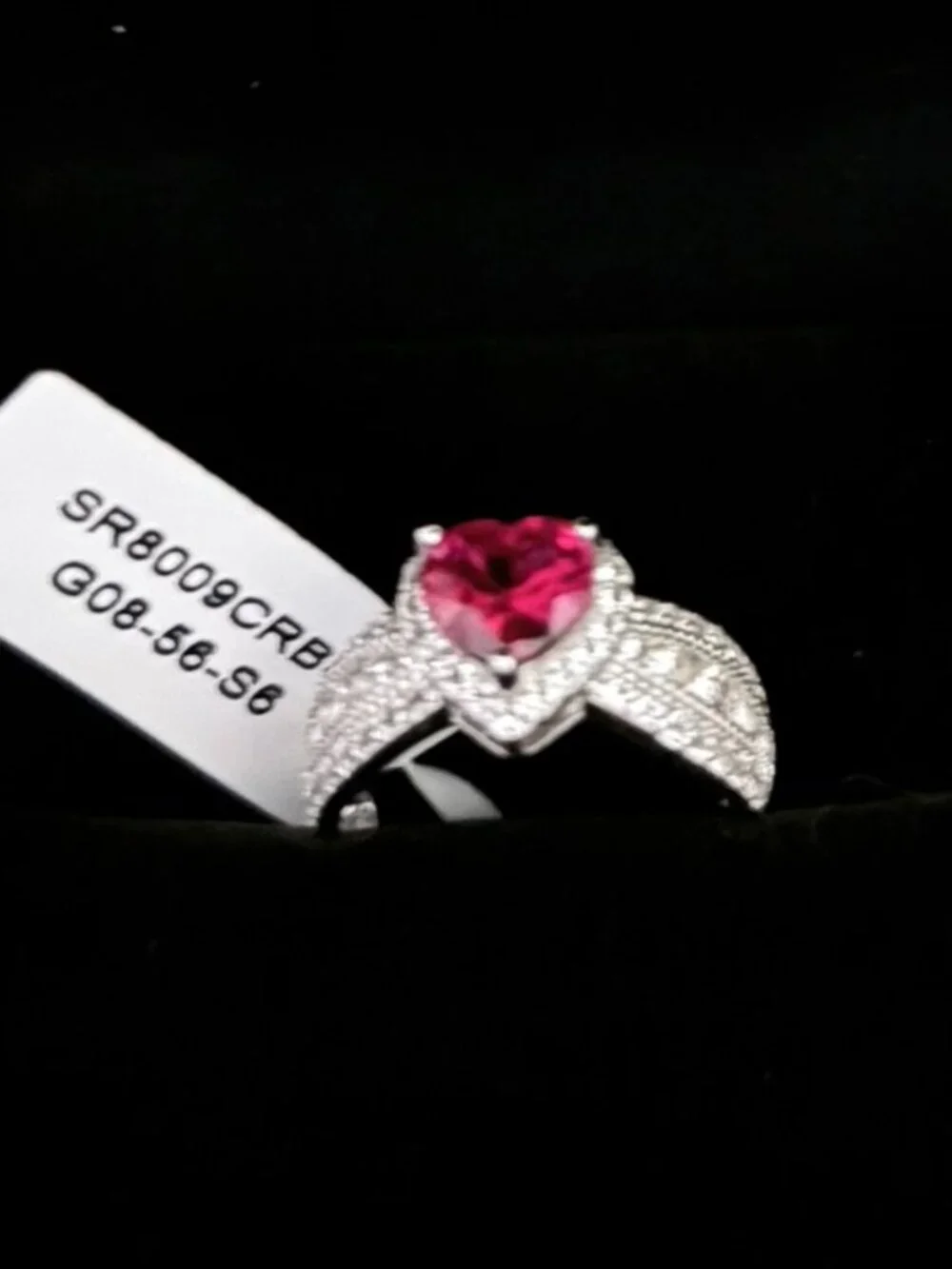 Designs by Gioelli Sterling Silver Lab-Created Ruby Heart Ring Size 6